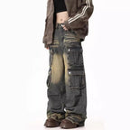 Women's Wide-Leg Cargo Jeans with Side Pockets