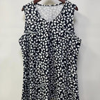 Women's Sleeveless V-Neck Top with Floral Print and Side Pockets