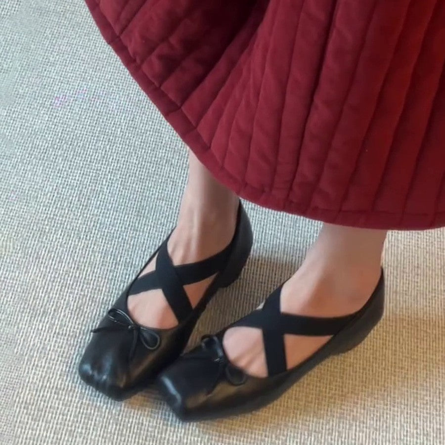 Women's Ballet Flats with Elegant Crisscross Strap and Comfortable Insole