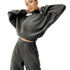Women's Cropped Thermo-Fleece Set with Half-Zip