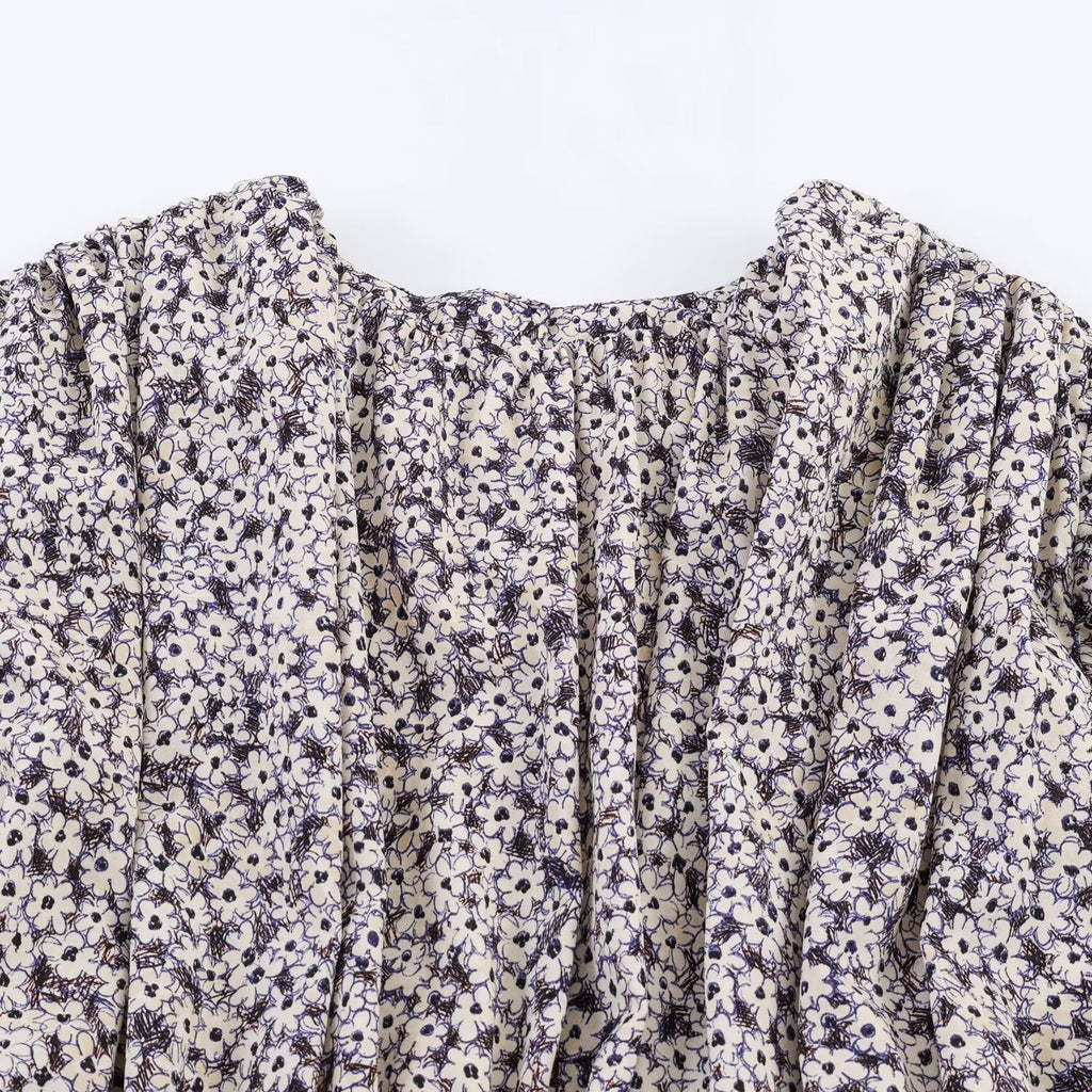 Women's Floral Dress with Ruffles and Elastic Waist