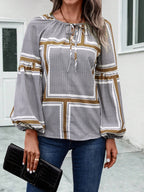 Women's Blouse with Elegant Ruffle Details and Modern Pattern