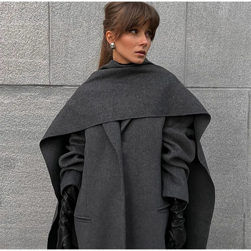 Women's Elegant Oversized Coat with Hood