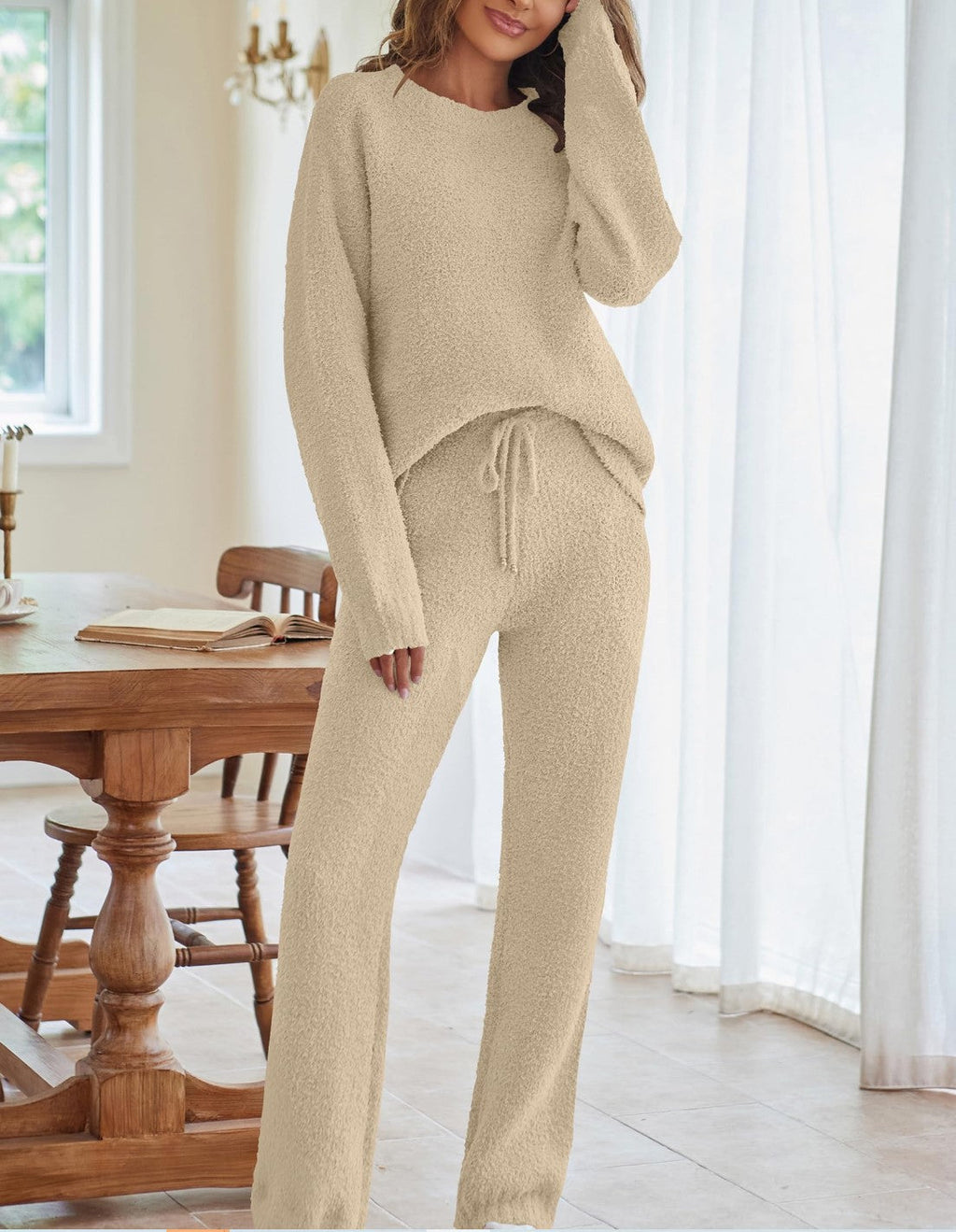 Women's Cozy Lounge Set with Oversized Sweater and Drawstring Pants
