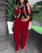 Women's Summer Outfit with Floral Design and Off-Shoulder Top