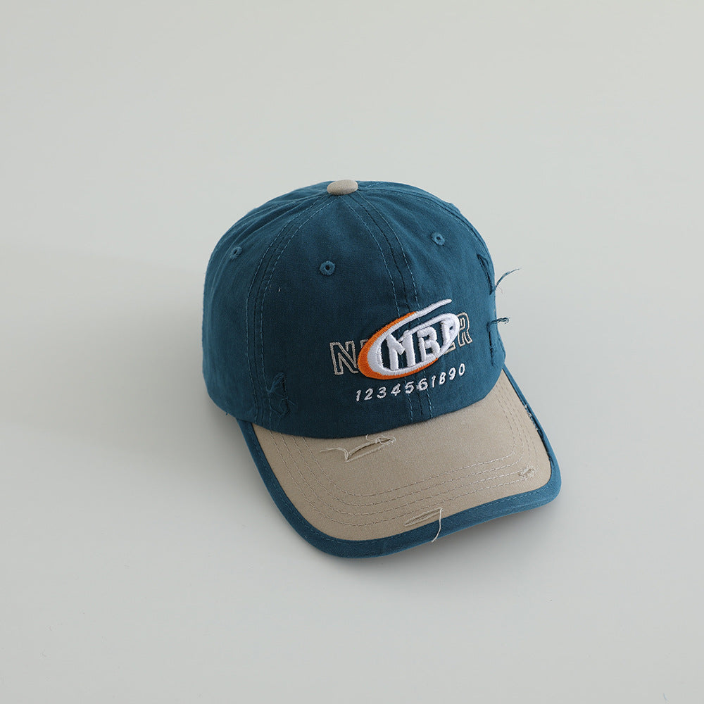 Men's Distressed Cotton Logo Baseball Cap
