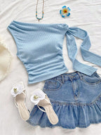 Women's Asymmetric Ruffled Top