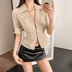 Women's Blouse with Elegant Cut and Pocket Detail