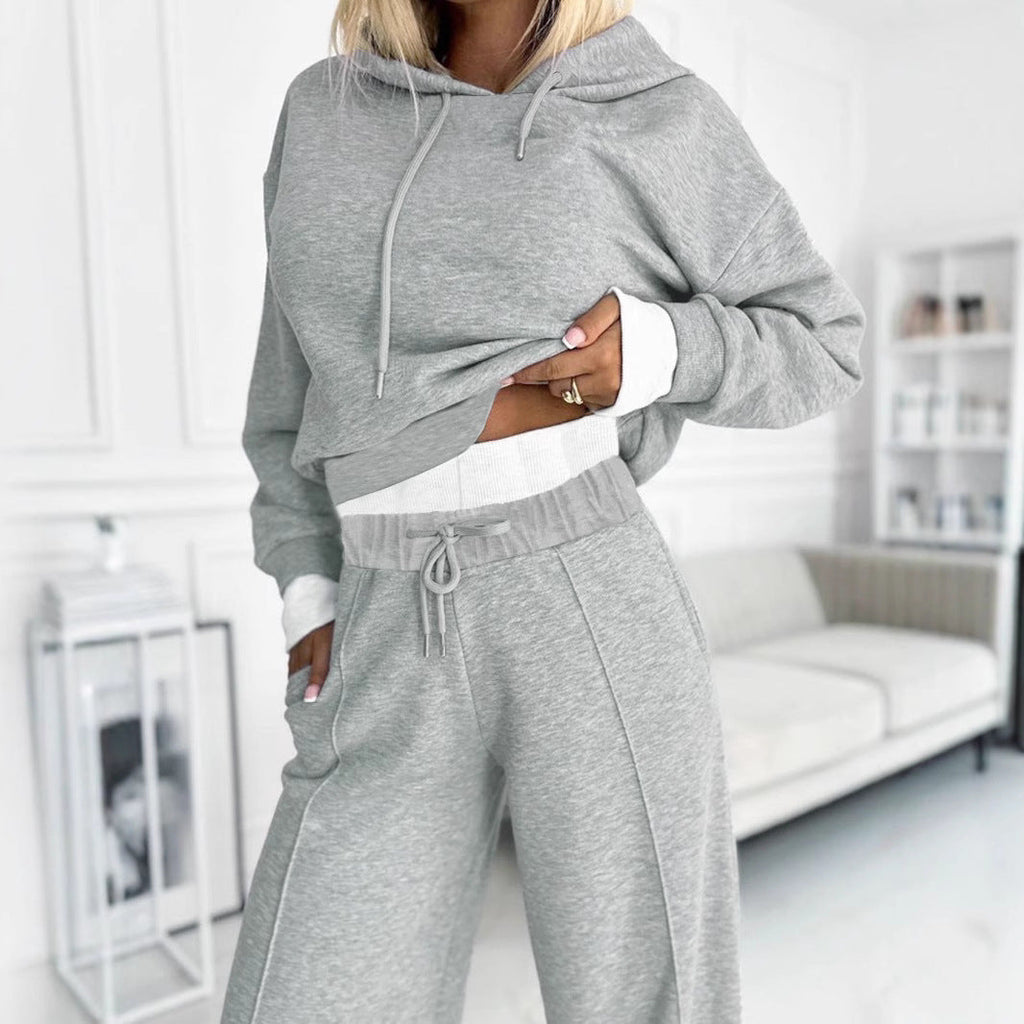 Women's Casual Hoodie and Wide-Leg Pants Set