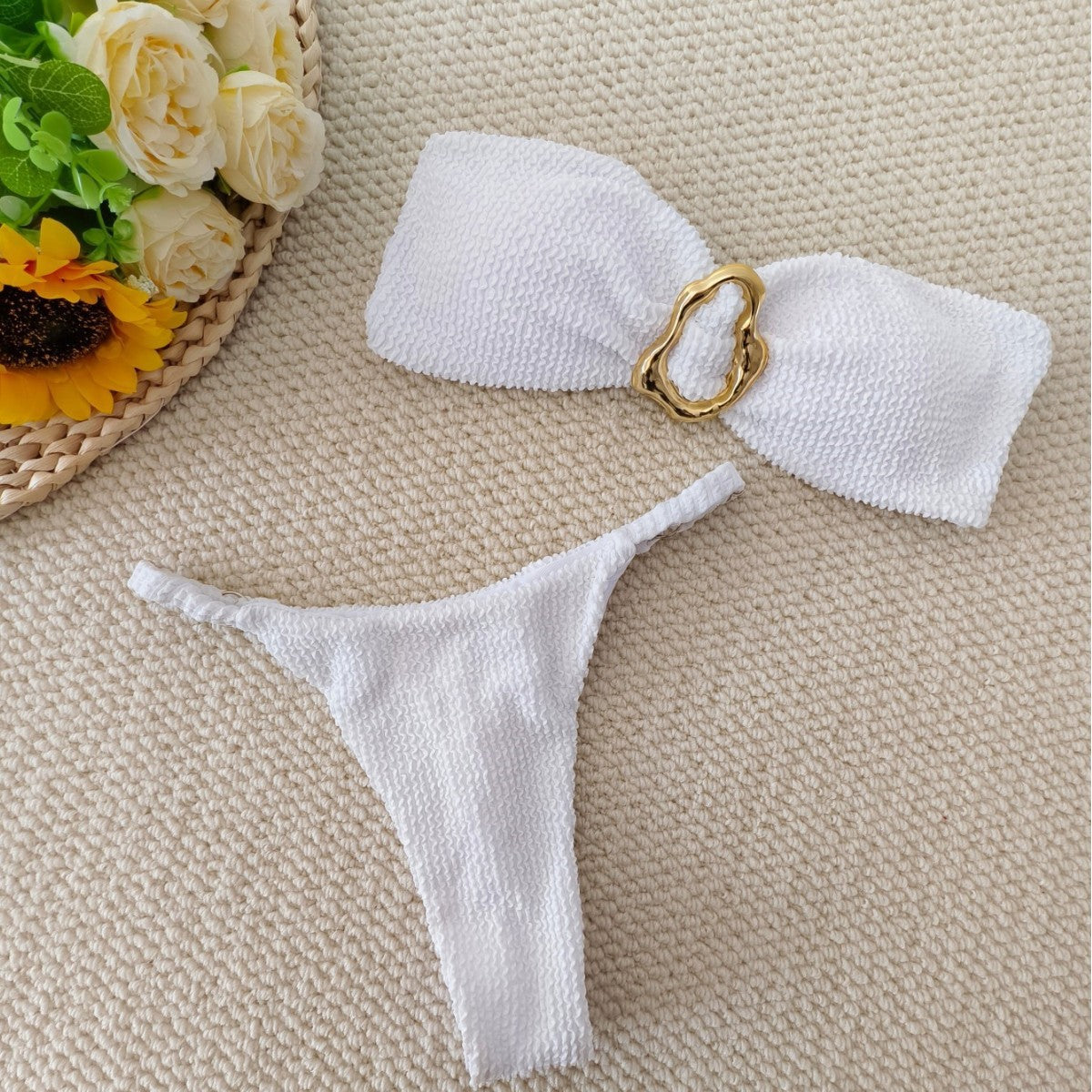 Women's Bandeau Bikini with Elegant Jewelry Detail