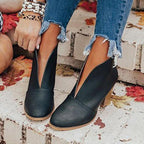 Women's Ankle Boots with Fashionable Cut and Textured Finish