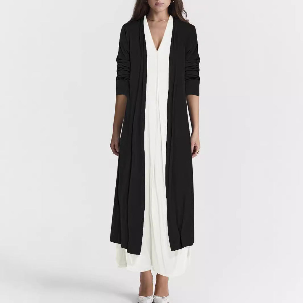 Women's Airy Maxi Skirt with Elegant V-Neck and Flowing Cut