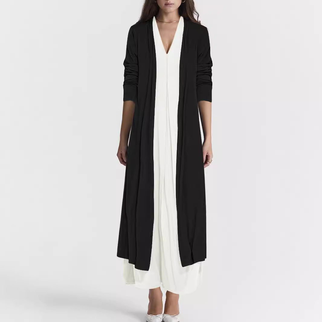 Women's Airy Maxi Skirt with Elegant V-Neck and Flowing Cut