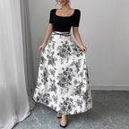 Women's Elegant Maxi Skirt with Floral Pattern
