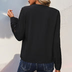 Women's Blouse with Lace Sleeves and V-Neck