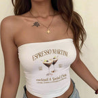 Women's Bandeau Top with Espresso Martini Print