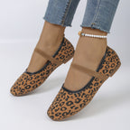 Women's Ballet Flats with Elastic Strap and Animal Print