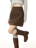 Women's A-Line Mini Skirt with High Waist and Side Button Detail