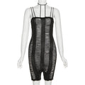Women's Ribbed Bodycon Jumpsuit with Elegant Straps