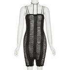 Women's Ribbed Bodycon Jumpsuit with Elegant Straps
