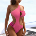 Women's Asymmetrical One-Piece Swimsuit with Sophisticated Cut-Outs