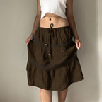 Women's Airy Jumpskirt with Elastic Waist and Ruching