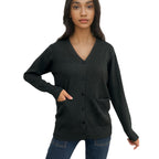 Women's Elegant Cardigan with Pockets and Button Placket