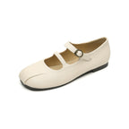 Women's Leather Ballet Flats with Elegant Buckle