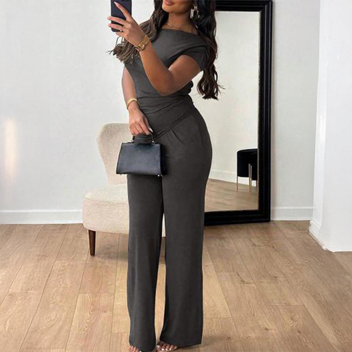 Elegant Jumpsuit with Wrap Design and Wide Leg