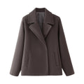 Women's Elegant Warm Wool Jacket with Lapel Collar