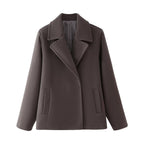 Women's Elegant Warm Wool Jacket with Lapel Collar