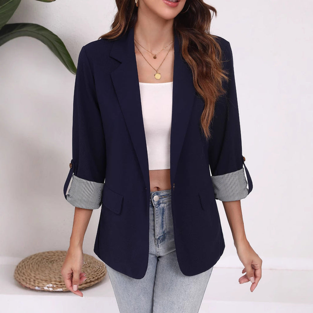 Elegant Blazer with Striped Sleeves