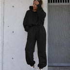 Women's Cozy Cropped Hoodie and High-Waisted Jogger Set