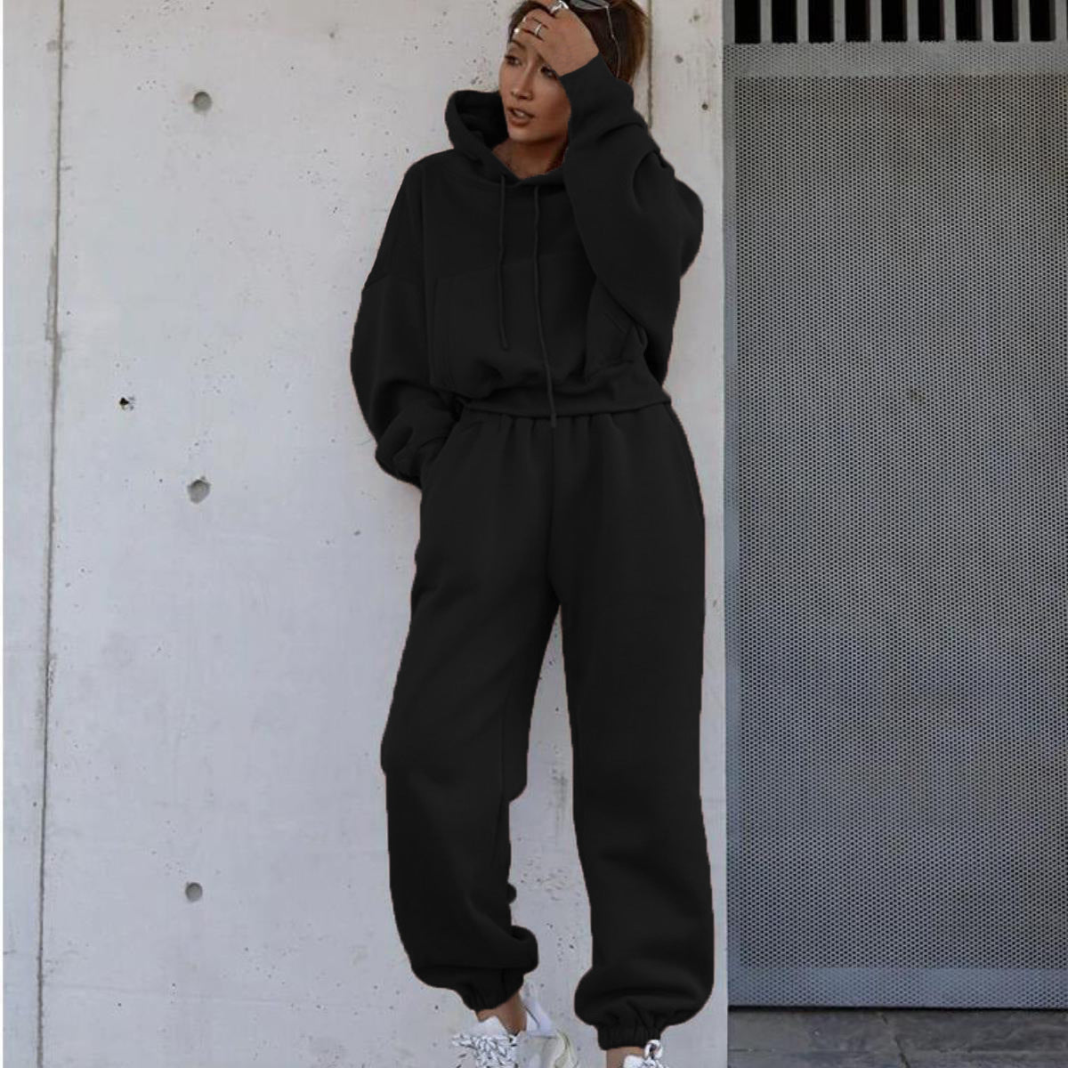 Women's Cozy Cropped Hoodie and High-Waisted Jogger Set