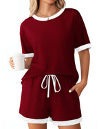 Women's Comfortable Leisure Set with Ribbed Texture and Elastic Waistband