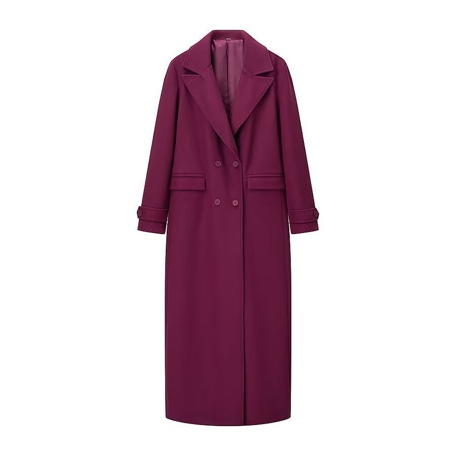 Elegant and Casual Long Coat with Double-Breasted Design
