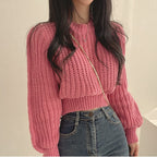 Women's Chunky Knit Sweater with Wide Fit and Dropped Shoulders
