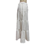 Women's Maxi Skirt with Casual Ruffle Design and Elastic Waistband