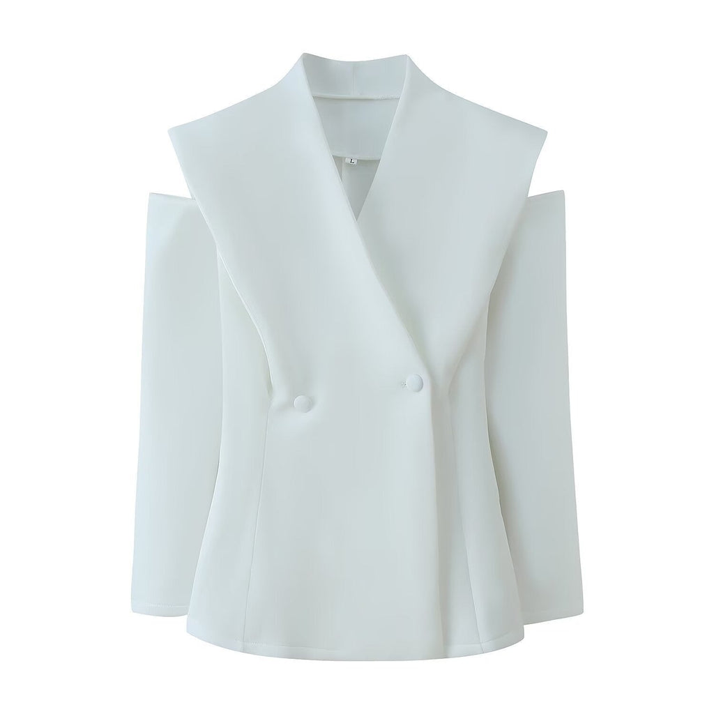 Elegant Blazer with Modern Cut and Unique Collar