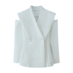 Elegant Blazer with Modern Cut and Unique Collar