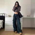 Women's Oversized Cargo Jeans with Side Pockets