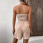 Women's Off-Shoulder Jumpsuit with Button Details and Tie Belt