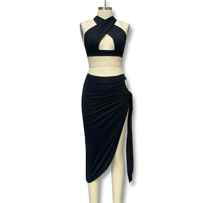 Elegant Cut-Out Wrap Dress with Deep Neckline