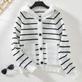 Women's Striped Cardigan with Hood and Pockets