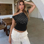 Women's Asymmetrical Polka-Dot Top