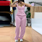 Women's Form-Fitting Jumpsuit with Tailored Cut and Button Placket