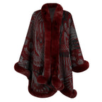 Women's Luxurious Poncho with Decorative Fleece Trim