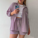 Women's Casual Short Oversized Shirt with Pockets
