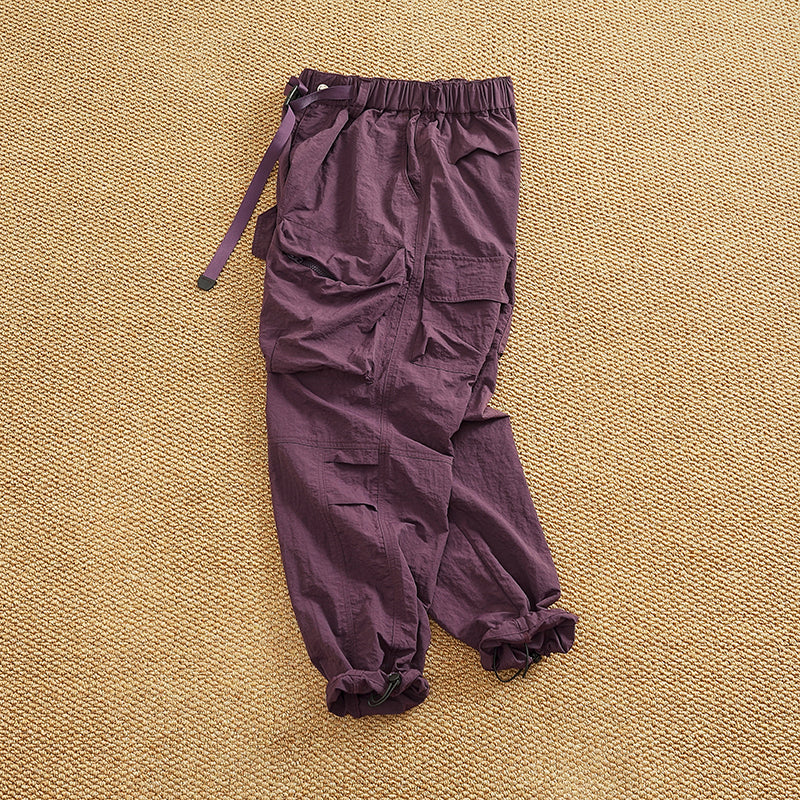 Women's Cargo Pants with Elastic Waistband and Multifunctional Pockets