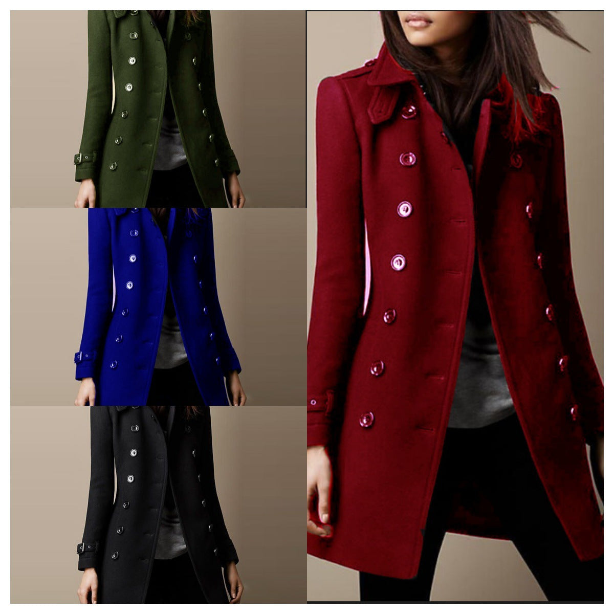 Women's Elegant Trench Coat with Double-Breasted Design